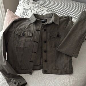 BDG Gray Plaid houndstooth Button-Up Trucker Style Jacket, XL